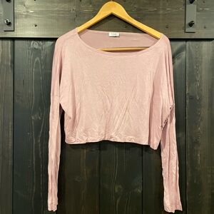 Tobi Relaxed Pink Long Sleeve Crop Blouse